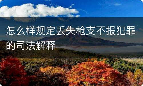 怎么样规定丢失枪支不报犯罪的司法解释