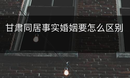 甘肃同居事实婚姻要怎么区别