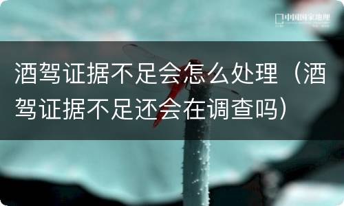 酒驾证据不足会怎么处理（酒驾证据不足还会在调查吗）