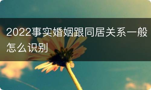 2022事实婚姻跟同居关系一般怎么识别