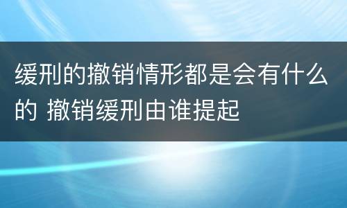 缓刑的撤销情形都是会有什么的 撤销缓刑由谁提起