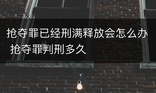 抢夺罪已经刑满释放会怎么办 抢夺罪判刑多久