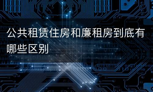 公共租赁住房和廉租房到底有哪些区别
