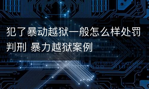 犯了暴动越狱一般怎么样处罚判刑 暴力越狱案例