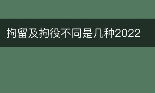 拘留及拘役不同是几种2022
