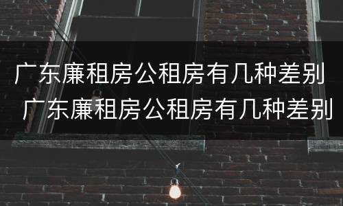 广东廉租房公租房有几种差别 广东廉租房公租房有几种差别