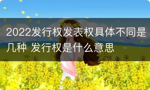 2022发行权发表权具体不同是几种 发行权是什么意思