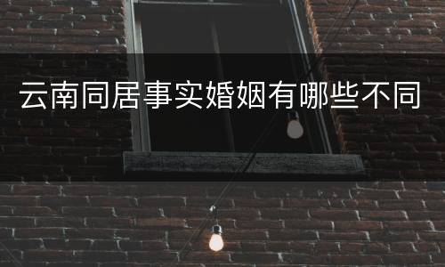 云南同居事实婚姻有哪些不同