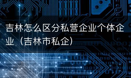 吉林怎么区分私营企业个体企业（吉林市私企）
