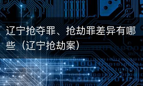 辽宁抢夺罪、抢劫罪差异有哪些（辽宁抢劫案）