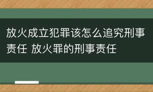 放火成立犯罪该怎么追究刑事责任 放火罪的刑事责任