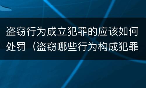 盗窃行为成立犯罪的应该如何处罚（盗窃哪些行为构成犯罪）