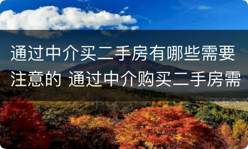 通过中介买二手房有哪些需要注意的 通过中介购买二手房需要注意什么