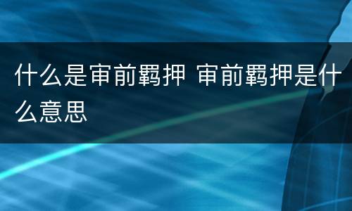 什么是审前羁押 审前羁押是什么意思