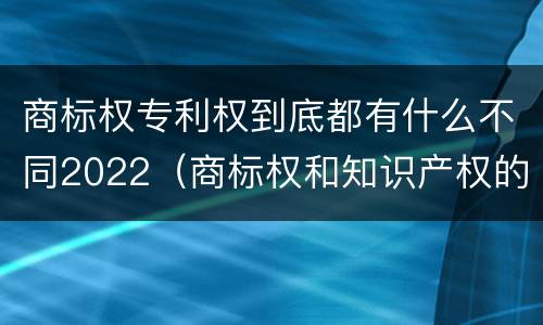 商标权专利权到底都有什么不同2022（商标权和知识产权的区别）