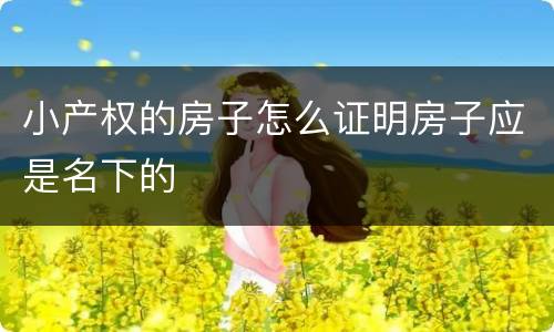 小产权的房子怎么证明房子应是名下的