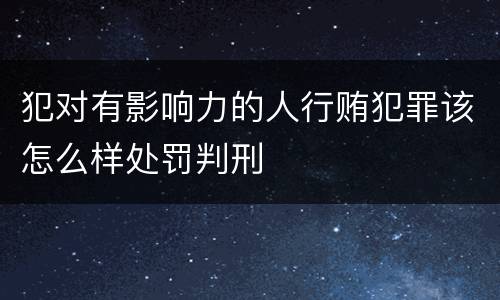 犯对有影响力的人行贿犯罪该怎么样处罚判刑