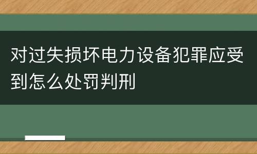 对过失损坏电力设备犯罪应受到怎么处罚判刑