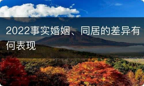 2022事实婚姻、同居的差异有何表现