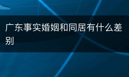 广东事实婚姻和同居有什么差别