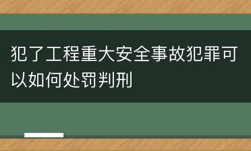 犯了工程重大安全事故犯罪可以如何处罚判刑