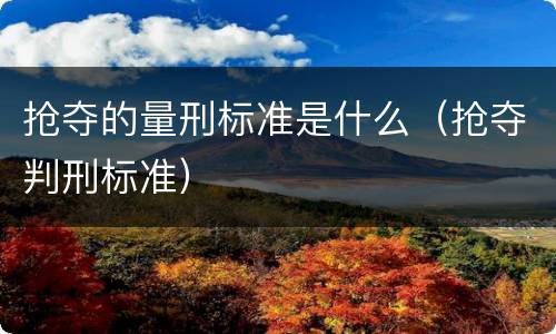 抢夺的量刑标准是什么（抢夺判刑标准）