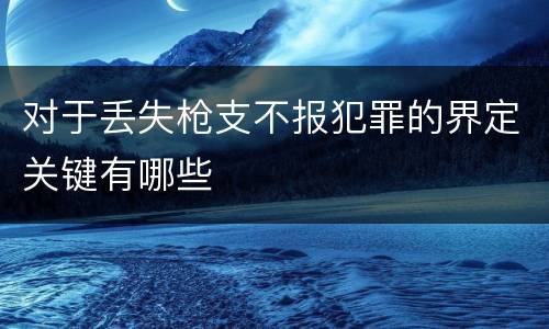对于丢失枪支不报犯罪的界定关键有哪些