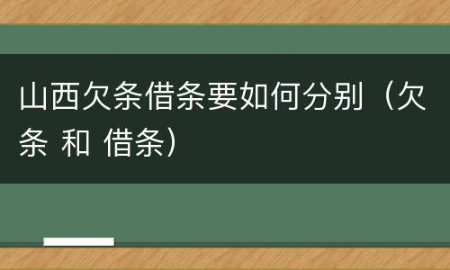 山西欠条借条要如何分别（欠条 和 借条）