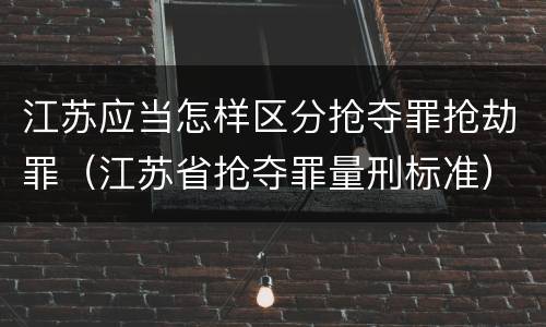 江苏应当怎样区分抢夺罪抢劫罪（江苏省抢夺罪量刑标准）