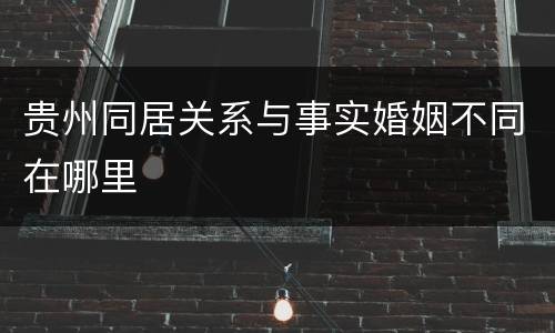 贵州同居关系与事实婚姻不同在哪里