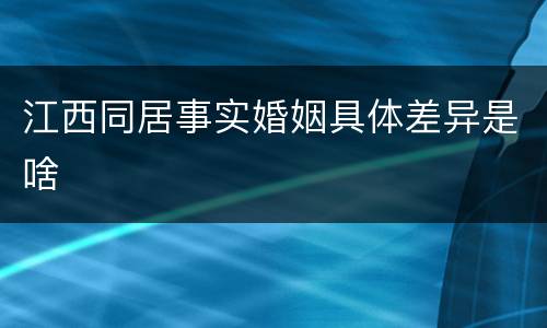江西同居事实婚姻具体差异是啥