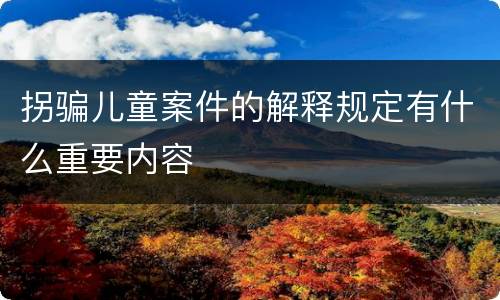 拐骗儿童案件的解释规定有什么重要内容