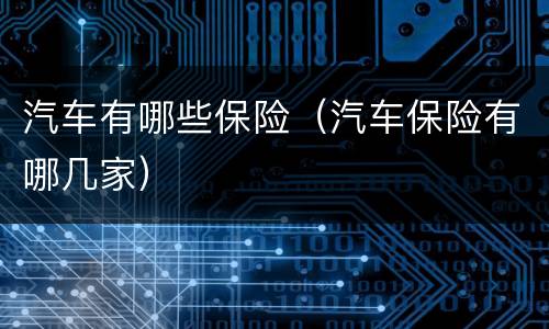 汽车有哪些保险（汽车保险有哪几家）