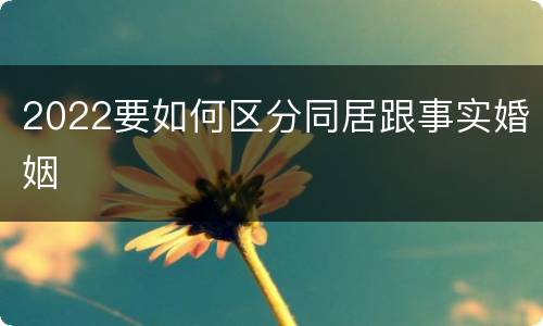 2022要如何区分同居跟事实婚姻