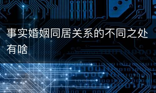 事实婚姻同居关系的不同之处有啥
