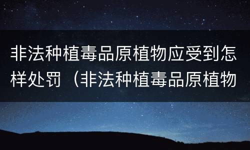 非法种植毒品原植物应受到怎样处罚（非法种植毒品原植物罪情节严重）
