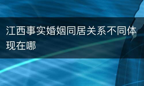 江西事实婚姻同居关系不同体现在哪
