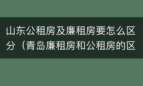 山东公租房及廉租房要怎么区分（青岛廉租房和公租房的区别）