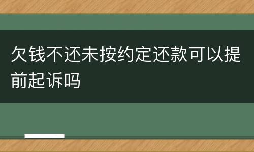 欠钱不还未按约定还款可以提前起诉吗