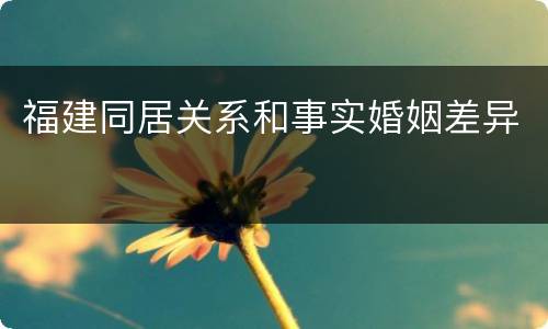 福建同居关系和事实婚姻差异