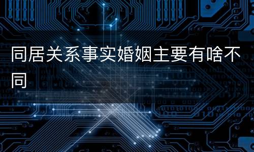 同居关系事实婚姻主要有啥不同