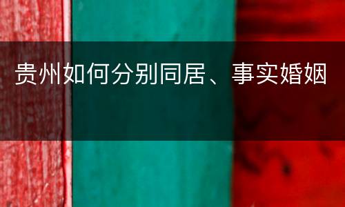 贵州如何分别同居、事实婚姻