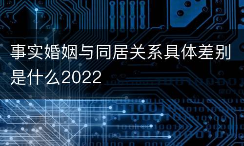 事实婚姻与同居关系具体差别是什么2022