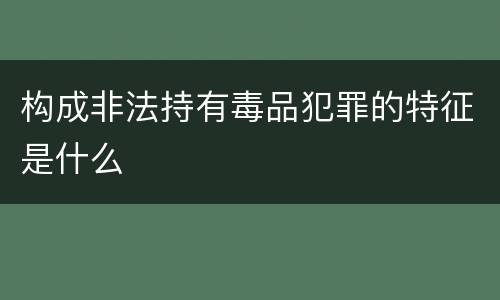 构成非法持有毒品犯罪的特征是什么