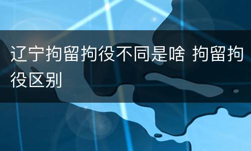 辽宁拘留拘役不同是啥 拘留拘役区别