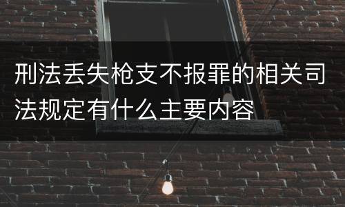 刑法丢失枪支不报罪的相关司法规定有什么主要内容