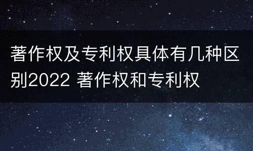 著作权及专利权具体有几种区别2022 著作权和专利权
