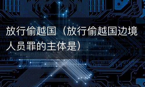 放行偷越国（放行偷越国边境人员罪的主体是）