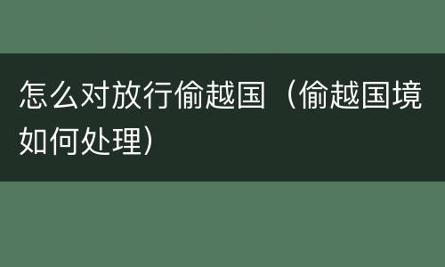 怎么对放行偷越国（偷越国境如何处理）