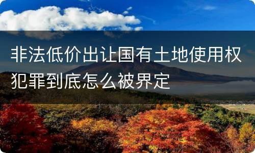 非法低价出让国有土地使用权犯罪到底怎么被界定